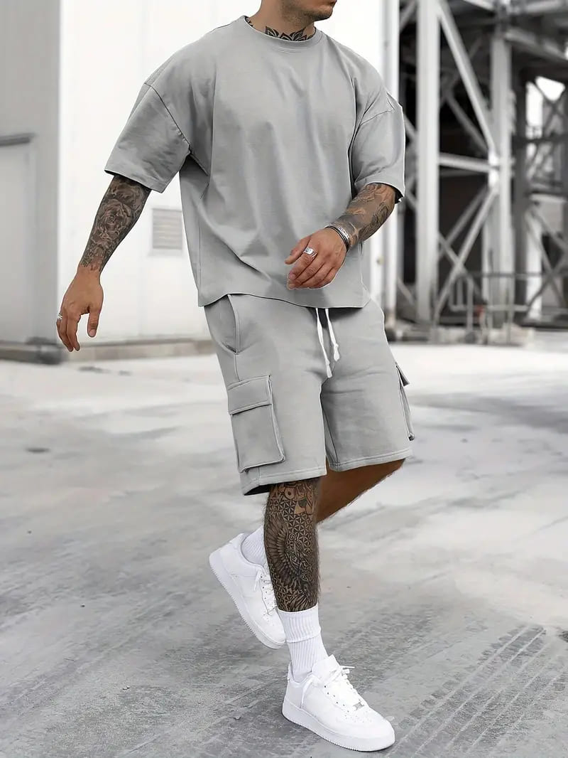 Men's Casual T-Shirt and Shorts Two-Piece Set